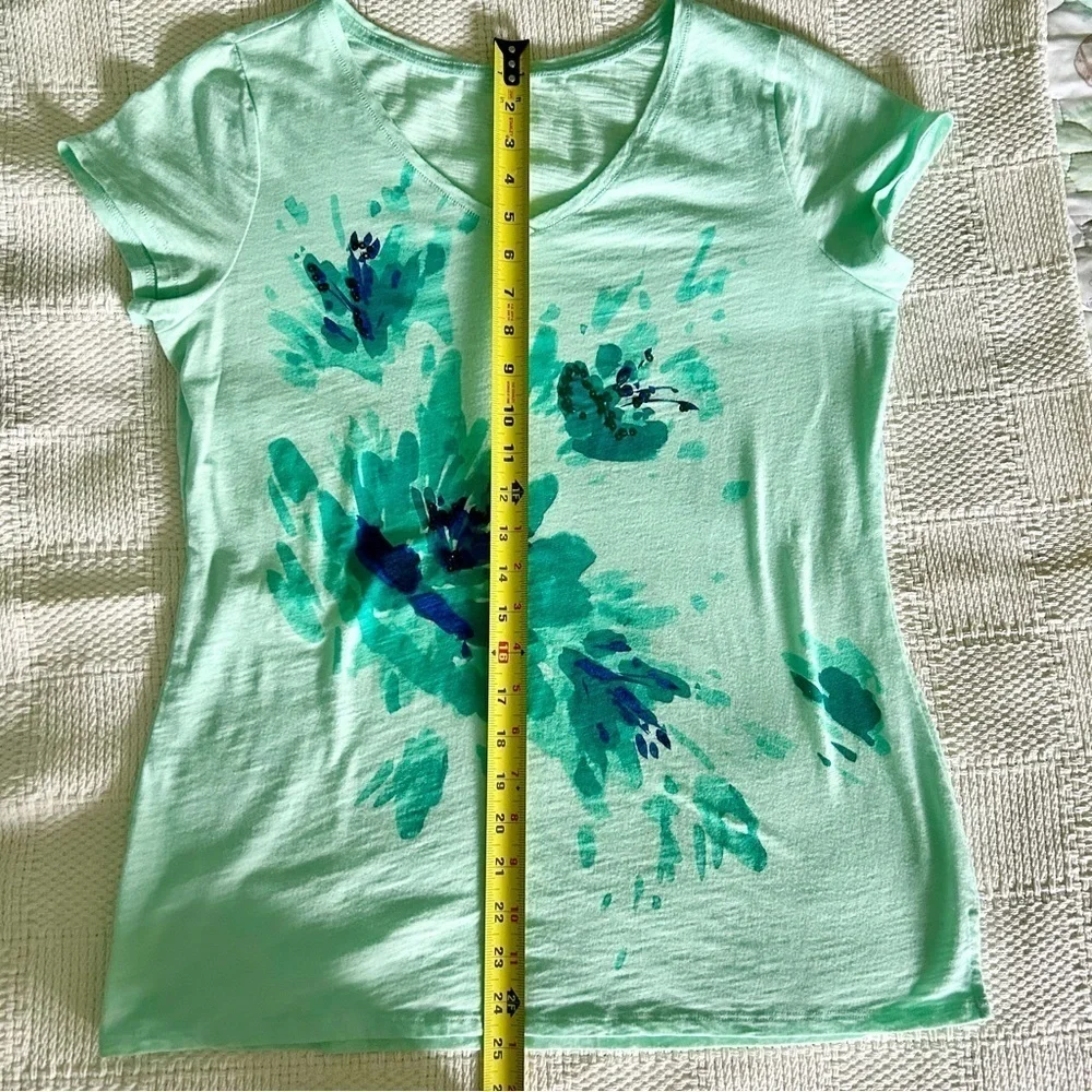 St. John’s Bay T-Shirt Mint Green Women Size M Beachy Sequins - Picture 6 of 8